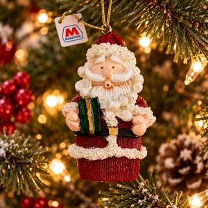 Vintage 2001 Marathon Santa Claus Ceramic Christmas Ornament Holiday Decor